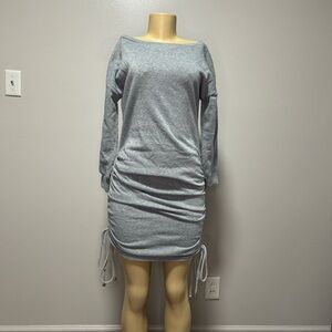 SHEIN Gray Long Sleeve Ruched Dress